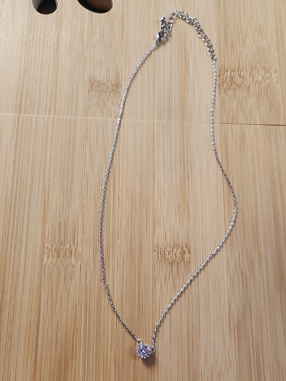 10/$20 ​Dainty Silver-Tone Solitaire Necklace Clear Crystal Pendant *A7